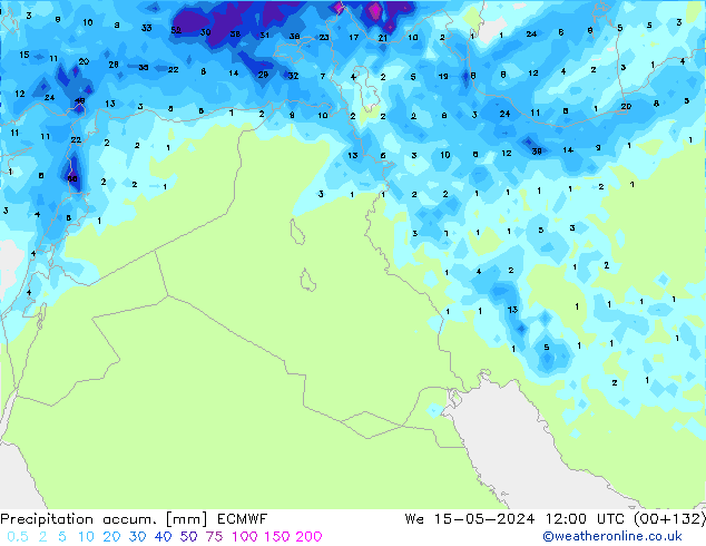 Precipitation accum. ECMWF ср 15.05.2024 12 UTC