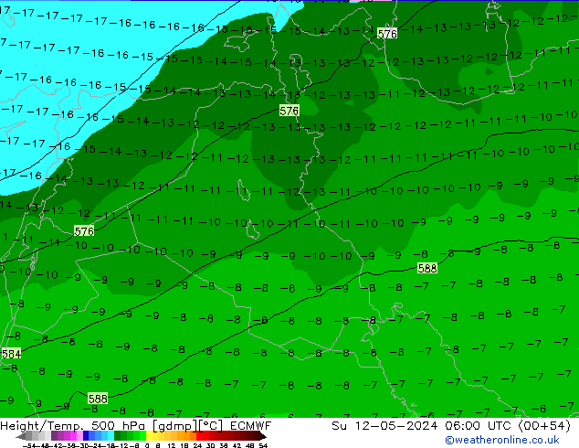 Z500/Rain (+SLP)/Z850 ECMWF Su 12.05.2024 06 UTC