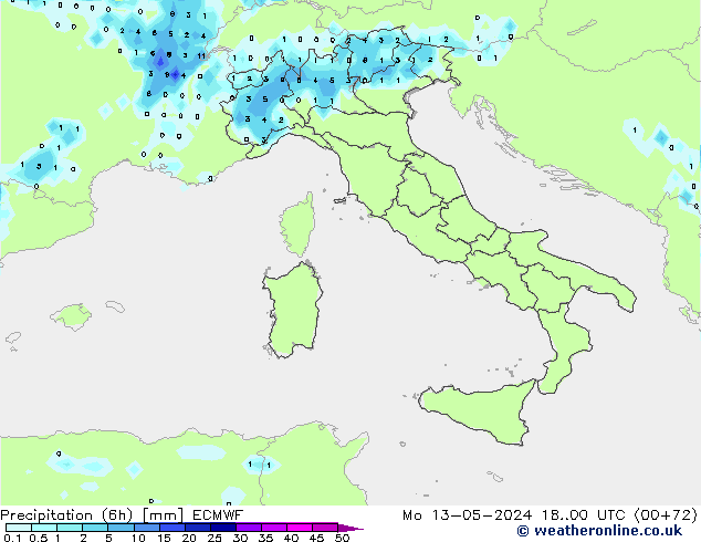 Z500/Rain (+SLP)/Z850 ECMWF Mo 13.05.2024 00 UTC