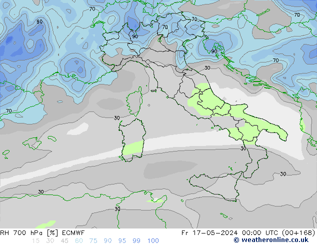 700 hPa Nispi Nem ECMWF Cu 17.05.2024 00 UTC