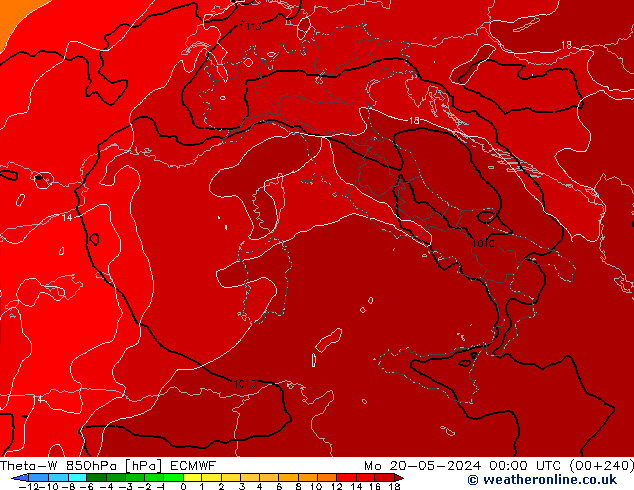 Theta-W 850hPa ECMWF Seg 20.05.2024 00 UTC