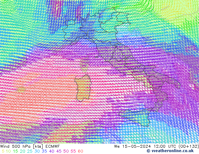 Wind 500 hPa ECMWF wo 15.05.2024 12 UTC