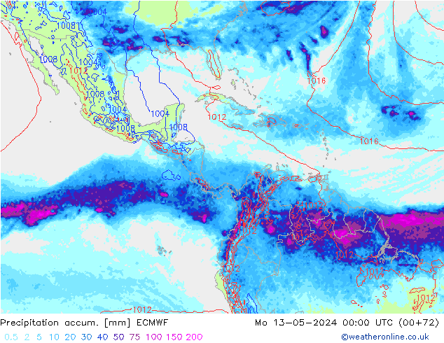 Toplam Yağış ECMWF Pzt 13.05.2024 00 UTC
