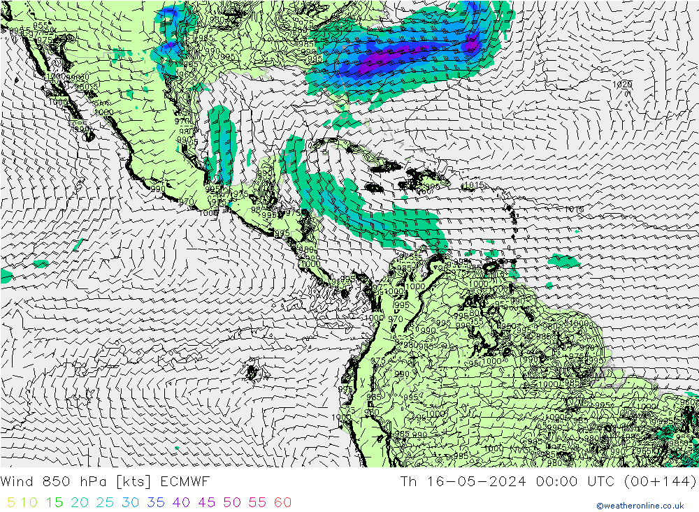 Wind 850 hPa ECMWF Do 16.05.2024 00 UTC