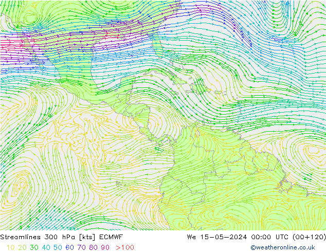 ветер 300 гПа ECMWF ср 15.05.2024 00 UTC