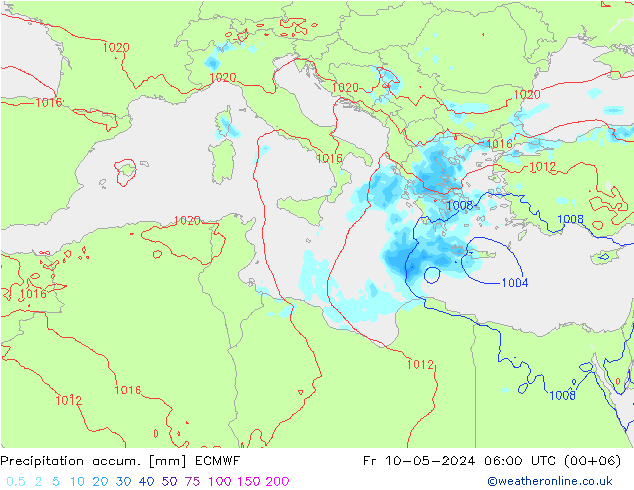 Precipitation accum. ECMWF  10.05.2024 06 UTC