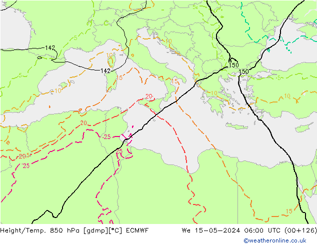 Z500/Rain (+SLP)/Z850 ECMWF St 15.05.2024 06 UTC