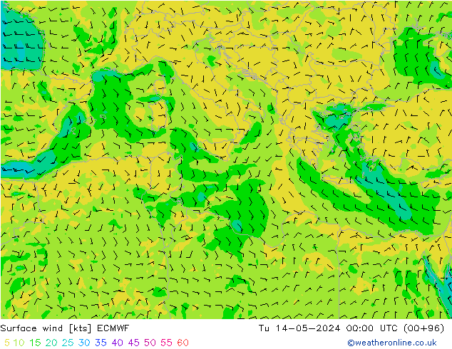 Viento 10 m ECMWF mar 14.05.2024 00 UTC