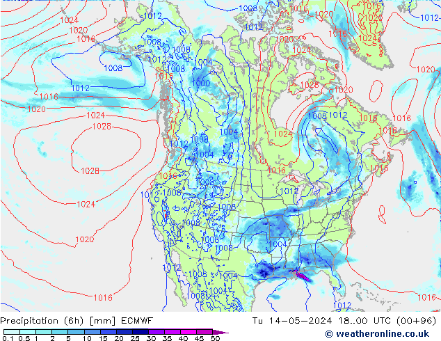 Z500/Yağmur (+YB)/Z850 ECMWF Sa 14.05.2024 00 UTC