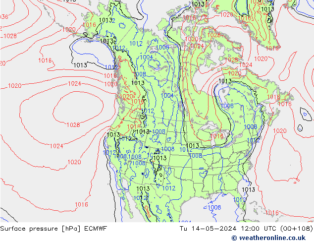 pressão do solo ECMWF Ter 14.05.2024 12 UTC