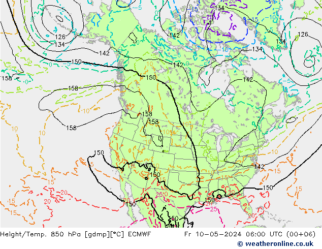 Z500/Rain (+SLP)/Z850 ECMWF 星期五 10.05.2024 06 UTC