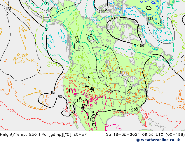 Height/Temp. 850 hPa ECMWF Sa 18.05.2024 06 UTC