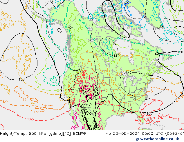 Height/Temp. 850 hPa ECMWF Mo 20.05.2024 00 UTC