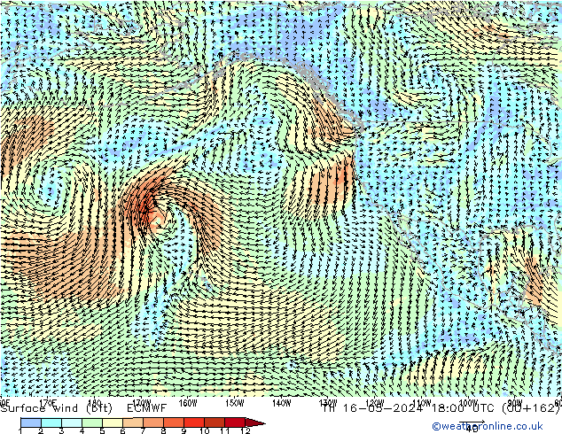 Surface wind (bft) ECMWF Th 16.05.2024 18 UTC