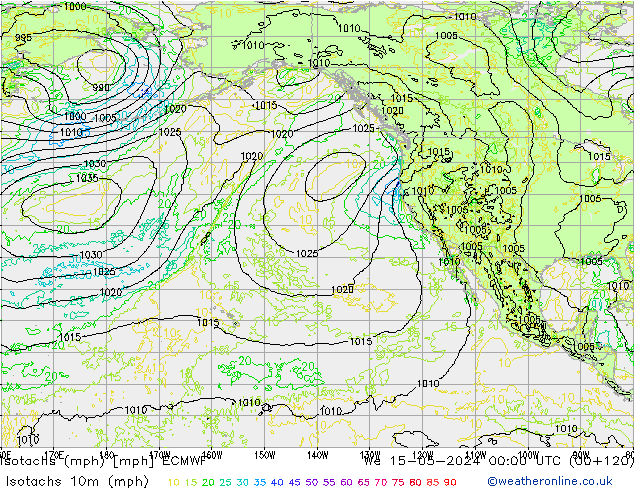 Isotachs (mph) ECMWF We 15.05.2024 00 UTC