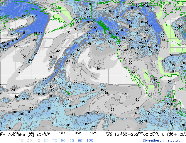 RH 700 hPa ECMWF We 15.05.2024 00 UTC