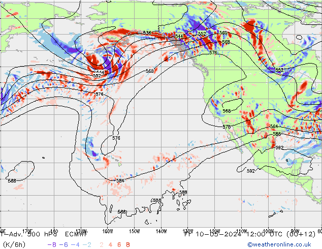 T-Adv. 500 hPa ECMWF Pá 10.05.2024 12 UTC