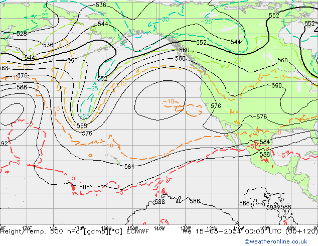 Z500/Rain (+SLP)/Z850 ECMWF We 15.05.2024 00 UTC