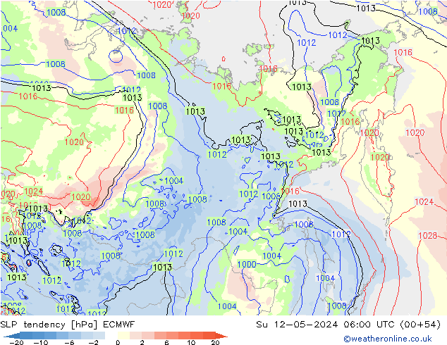 тенденция давления ECMWF Вс 12.05.2024 06 UTC