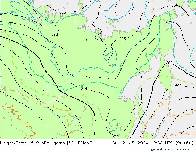 Z500/Rain (+SLP)/Z850 ECMWF Ne 12.05.2024 18 UTC