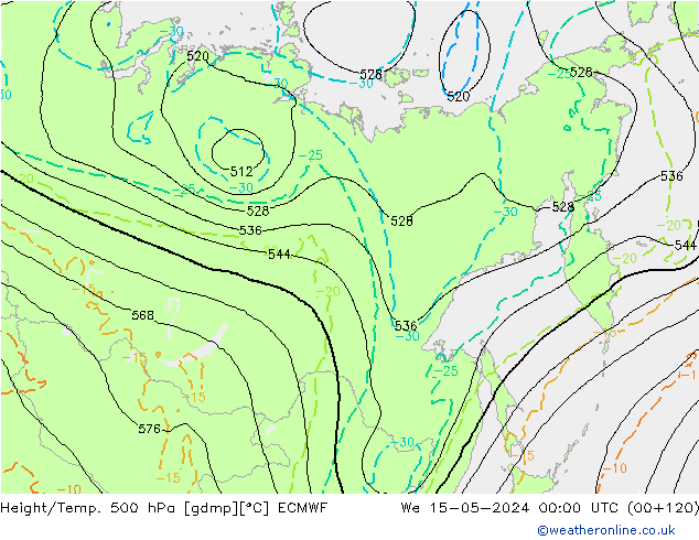 Z500/Rain (+SLP)/Z850 ECMWF We 15.05.2024 00 UTC