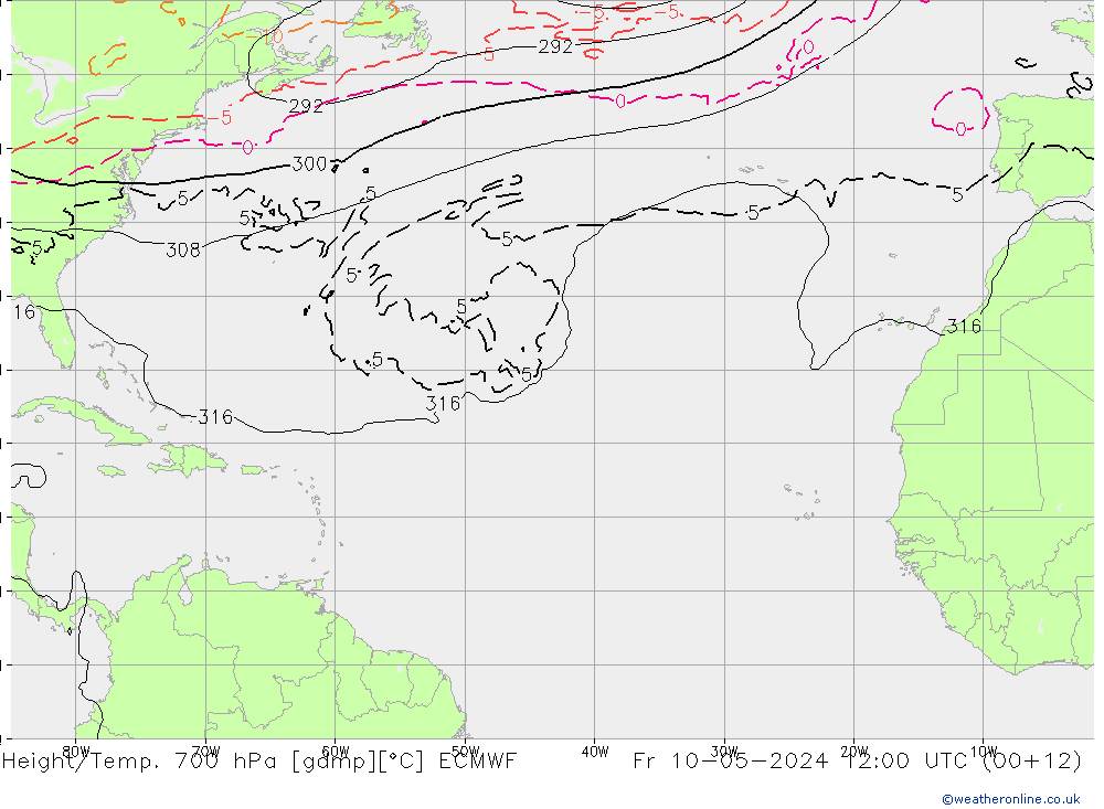 Yükseklik/Sıc. 700 hPa ECMWF Cu 10.05.2024 12 UTC