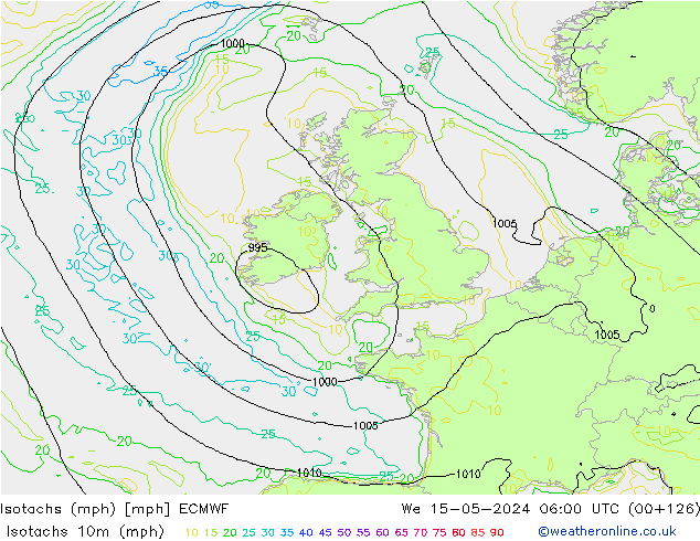 Isotachs (mph) ECMWF ср 15.05.2024 06 UTC