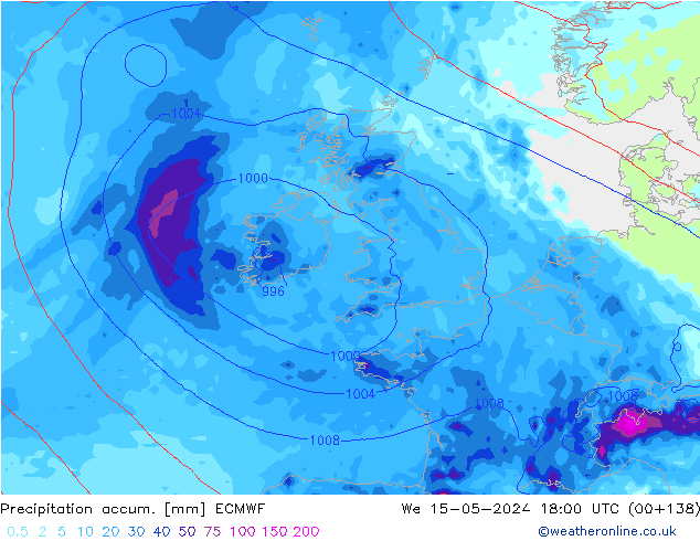 Precipitation accum. ECMWF Qua 15.05.2024 18 UTC