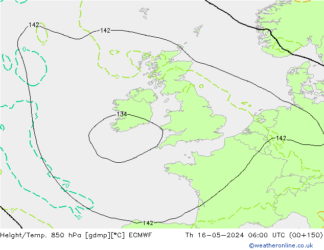 Height/Temp. 850 hPa ECMWF gio 16.05.2024 06 UTC