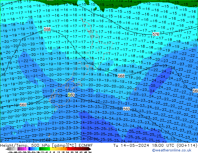 Z500/Rain (+SLP)/Z850 ECMWF mar 14.05.2024 18 UTC