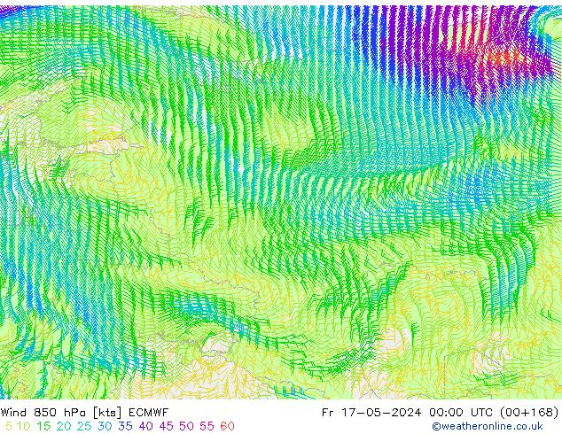 Wind 850 hPa ECMWF Fr 17.05.2024 00 UTC