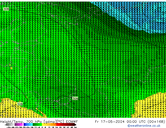Height/Temp. 700 hPa ECMWF Fr 17.05.2024 00 UTC