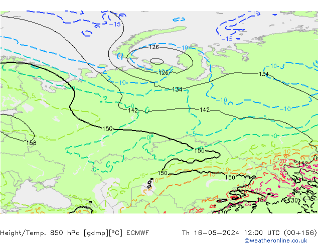 Z500/Rain (+SLP)/Z850 ECMWF Th 16.05.2024 12 UTC