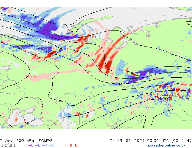 T-Adv. 500 hPa ECMWF  16.05.2024 00 UTC