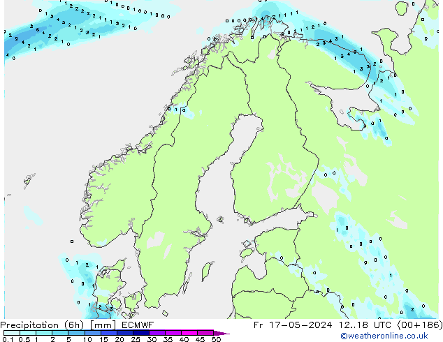 Precipitazione (6h) ECMWF ven 17.05.2024 18 UTC