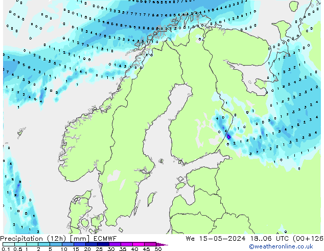 Precipitação (12h) ECMWF Qua 15.05.2024 06 UTC