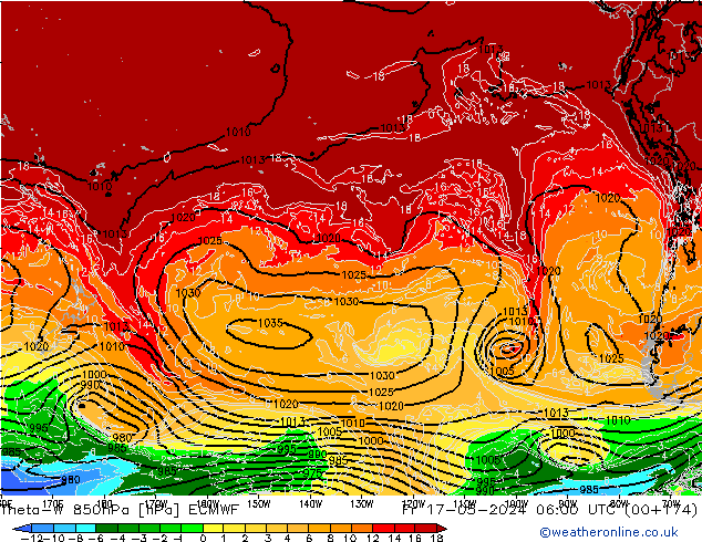 Theta-W 850hPa ECMWF ven 17.05.2024 06 UTC