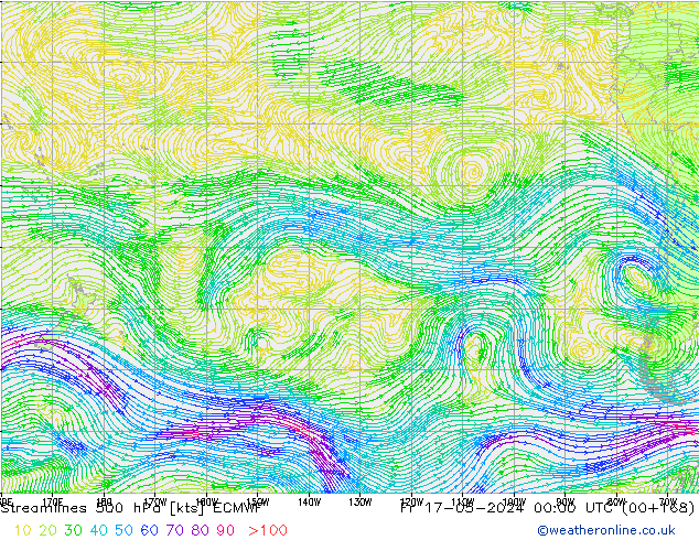 Stroomlijn 500 hPa ECMWF vr 17.05.2024 00 UTC