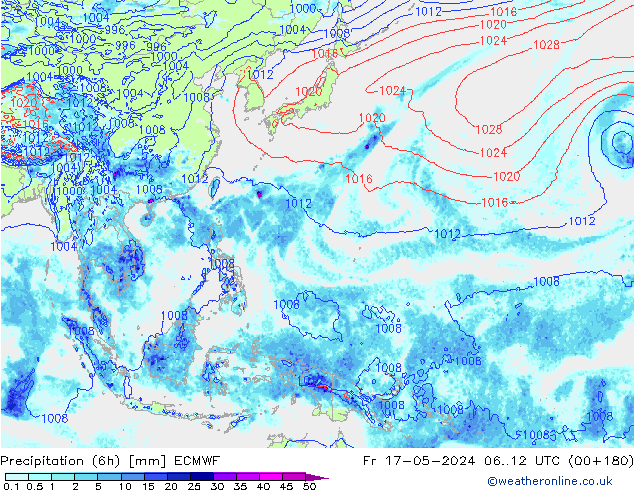 Z500/Rain (+SLP)/Z850 ECMWF Fr 17.05.2024 12 UTC