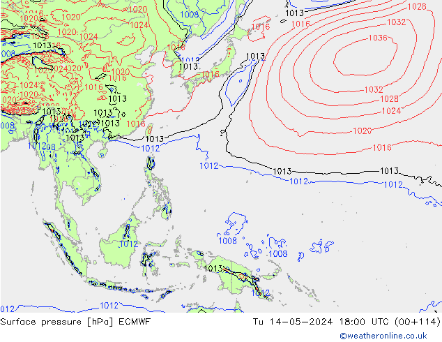 Luchtdruk (Grond) ECMWF di 14.05.2024 18 UTC