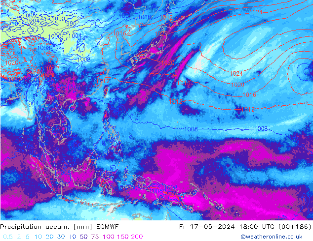 Precipitation accum. ECMWF Sex 17.05.2024 18 UTC