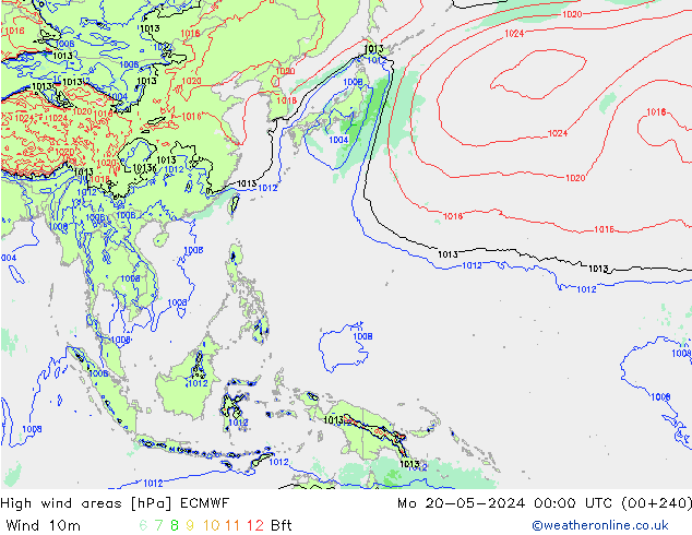 High wind areas ECMWF Mo 20.05.2024 00 UTC