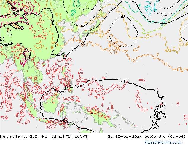 Height/Temp. 850 hPa ECMWF  12.05.2024 06 UTC