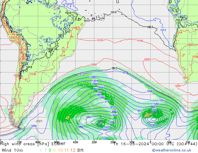 High wind areas ECMWF Th 16.05.2024 00 UTC