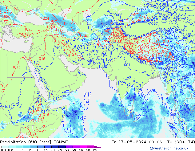 Precipitation (6h) ECMWF Fr 17.05.2024 06 UTC