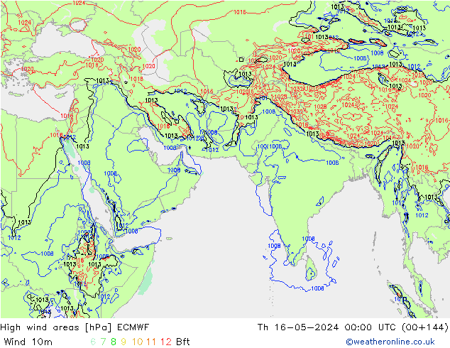 yüksek rüzgarlı alanlar ECMWF Per 16.05.2024 00 UTC