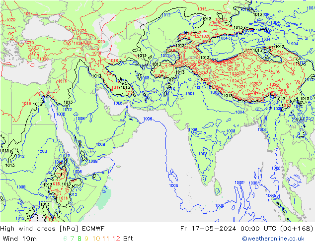 High wind areas ECMWF  17.05.2024 00 UTC