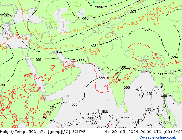 Z500/Rain (+SLP)/Z850 ECMWF пн 20.05.2024 00 UTC