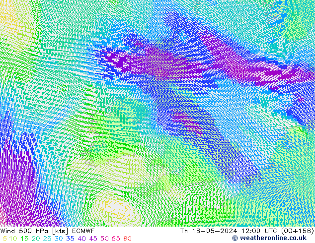 Wind 500 hPa ECMWF Th 16.05.2024 12 UTC