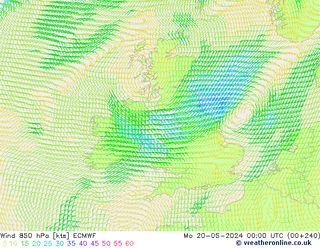 ветер 850 гПа ECMWF пн 20.05.2024 00 UTC